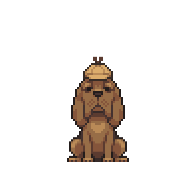 Beans, the Arclite bloodhound, sitting and waiting for a question